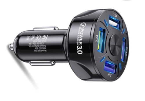 Saraline™ 2-Pack LED 4-Port Rapid Car Charger (Quick Charge 3.0)