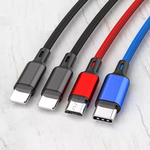 Saraline™ 4-in-1 Fast Charging Cable (USB-C, Lightning, Micro-USB)