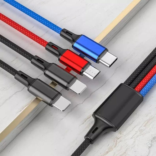 Saraline™ 4-in-1 Fast Charging Cable (USB-C, Lightning, Micro-USB)