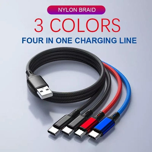 Saraline™ 4-in-1 Fast Charging Cable (USB-C, Lightning, Micro-USB)