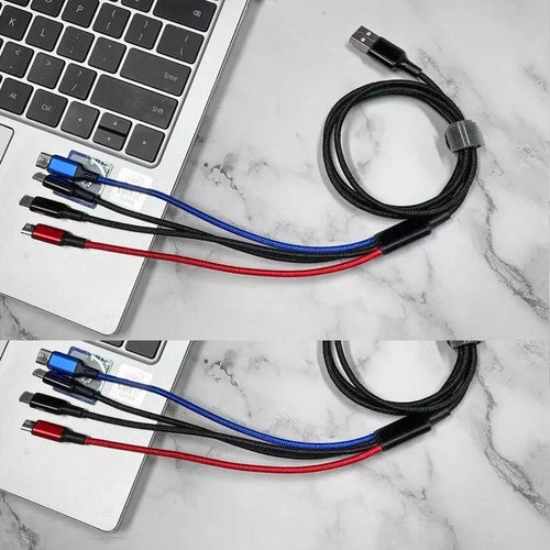 Saraline™ 4-in-1 Fast Charging Cable (USB-C, Lightning, Micro-USB)
