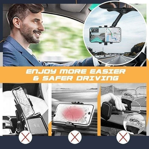 Saraline™ 360° Rotatable Rearview Mirror Phone Holder for Car