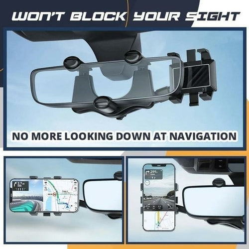 Saraline™ 360° Rotatable Rearview Mirror Phone Holder for Car