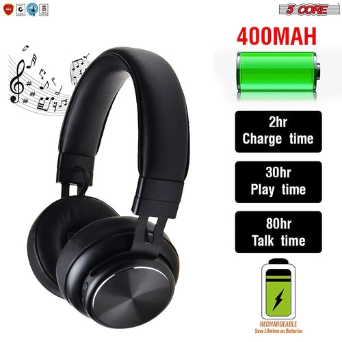 Saraline™ 5Core Bluetooth Wireless Headphones with Mic & Noise Cancellation