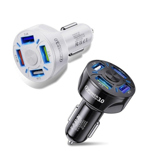 Saraline™ 2-Pack LED 4-Port Rapid Car Charger (Quick Charge 3.0)
