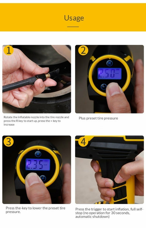 Saraline™ Portable Tire Inflator Air Pump 150PSI – Cordless & Fast Inflation