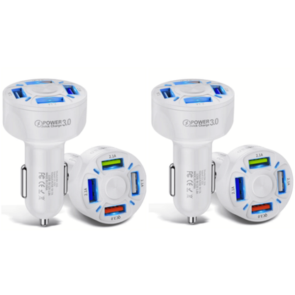 Saraline™ 2-Pack LED 4-Port Rapid Car Charger (Quick Charge 3.0)