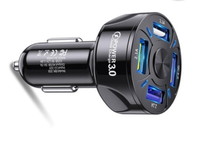 Saraline™ 2-Pack LED 4-Port Rapid Car Charger (Quick Charge 3.0)