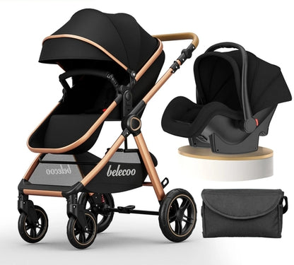 Saraline™ Luxury 3-in-1 Baby Stroller – Foldable, Lightweight & Shock Absorbing